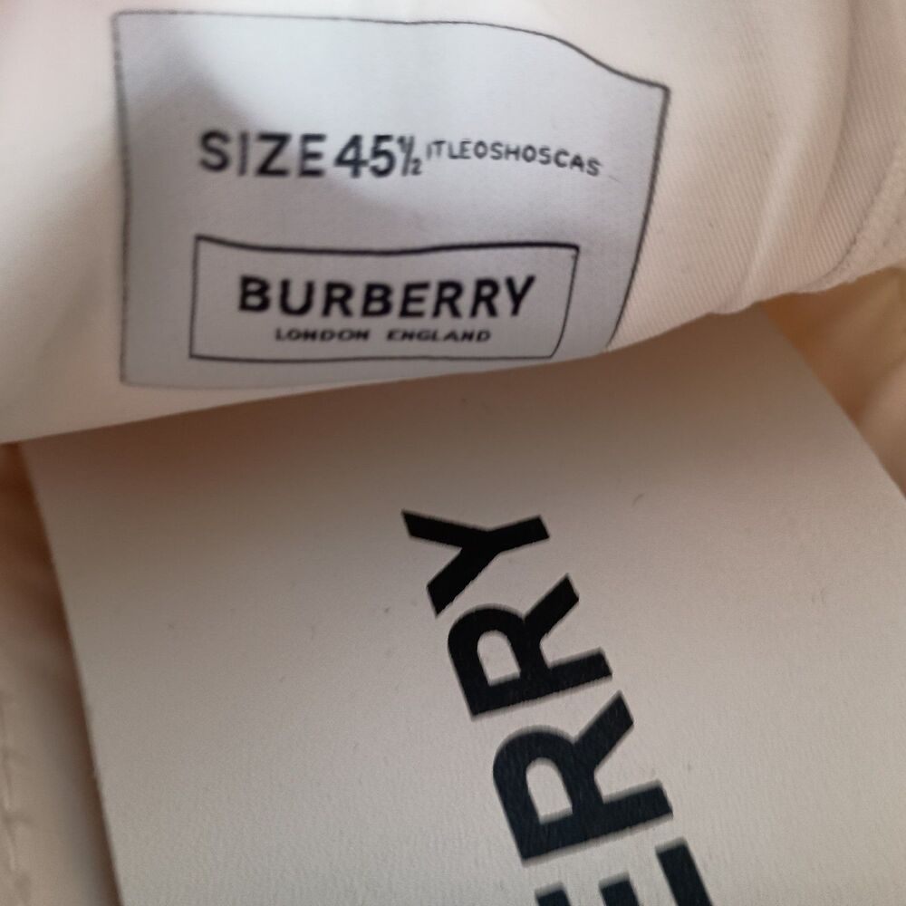 Burberry Jack Sneakers Shoes Mens 45.5/US 11.5 White Cotton Low Top Lace Up Logo - Picture 12 of 16